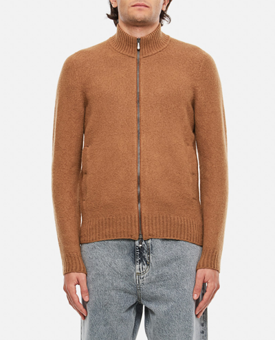 Drumohr Wool Cardigan Sweater In Brown