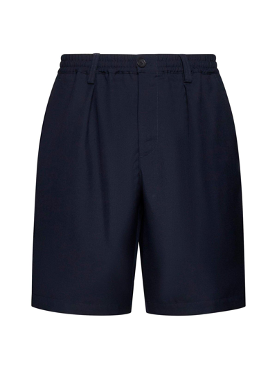 Marni Pleated Elasticated Waist Shorts In Blue