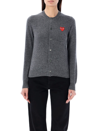 Comme Des Garçons Play Heart Patched Buttoned Cardigan In Grey