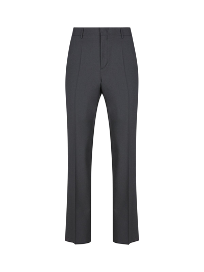 Valentino High Waist Straight Leg Trousers In Grey