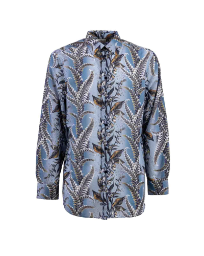 Etro Pattern-printed Button-up Shirt In Blue
