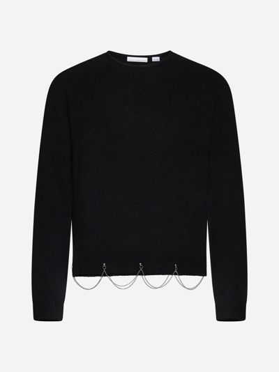 Random Identities Chain-detail Wool-blend Sweater In Black