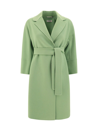's Max Mara Belted Long-sleeved Coat In Green