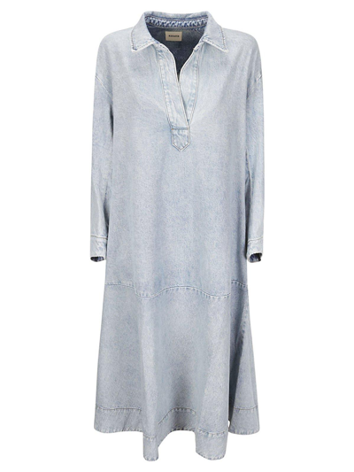 Khaite Long-sleeved Denim Dress In Osage