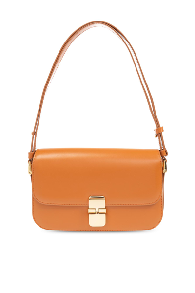 Apc A.p.c. Grace Foldover Top Shoulder Bag In Cap Cinnamon
