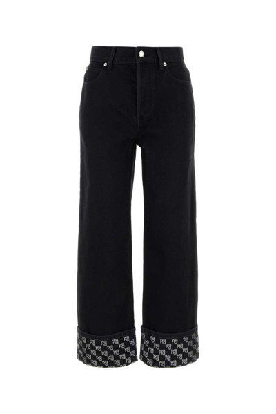 Alexander Wang Monogram Detailed Jeans In Washed Black