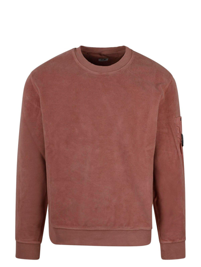 C.p. Company Reverse Brushed Crewneck Sweatshirt In Pink