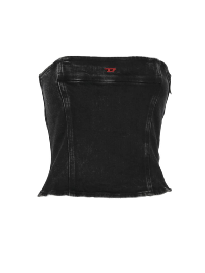 Diesel De Ville Denim Strapless Top In Black