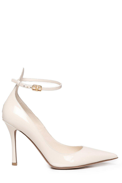 Valentino Garavani Tan-go Pointed Toe Pumps In Light Ivory