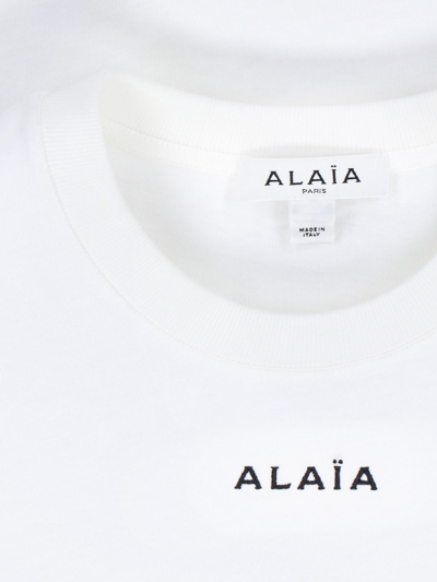Alaïa Logo T-shirt In Blanc Noir