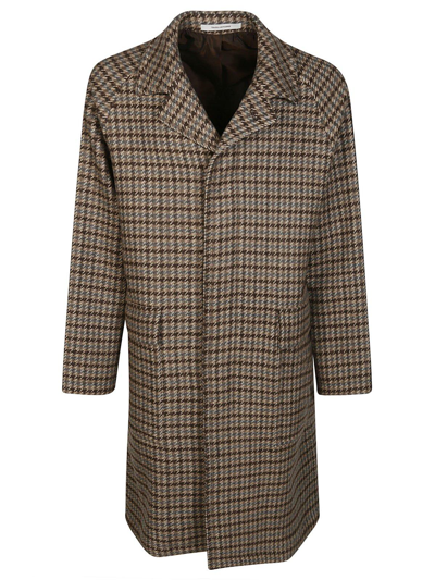 TAGLIATORE HOUNDSTOOTH PATTERNED MID-LENGTH COAT