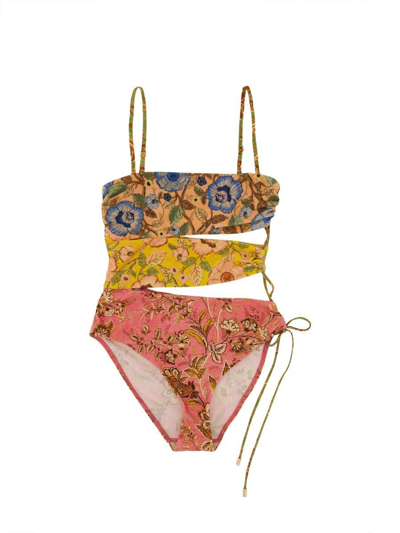 ZIMMERMANN FLORAL PRINTED CUT-OUT ONE-PIECE SWIMSUIT