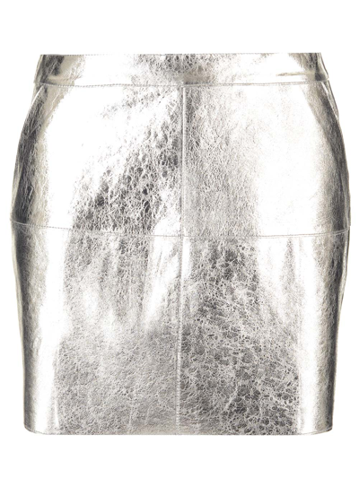 P.a.r.o.s.h. Nappa Mini Skirt In Silver
