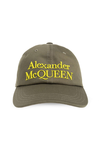 Alexander Mcqueen Logo Embroidered Baseball Cap In Kaki