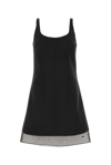 Prada Enamel Triangle-logo Wool Dress In Nero