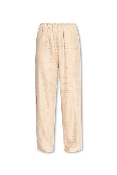 Totême Toteme Trousers With Monogram In Ivory