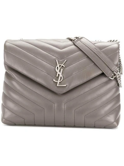 Saint Laurent Medium Loulou Calfskin Leather Shoulder Bag In Grey