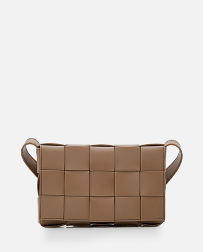 Bottega Veneta Bicolor Cassette Bag Intreccio In Argil/deep Pacif