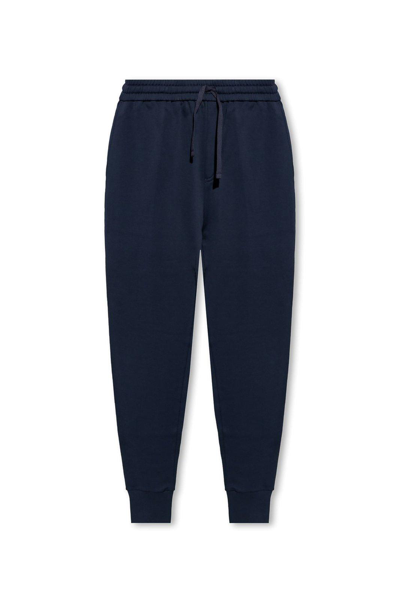 Etro Logo Embroidered Drawstring Tapered Track Pants In Navy