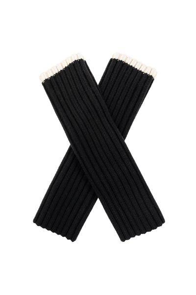 Totême Ribbed-knit Wool Gloves In Black