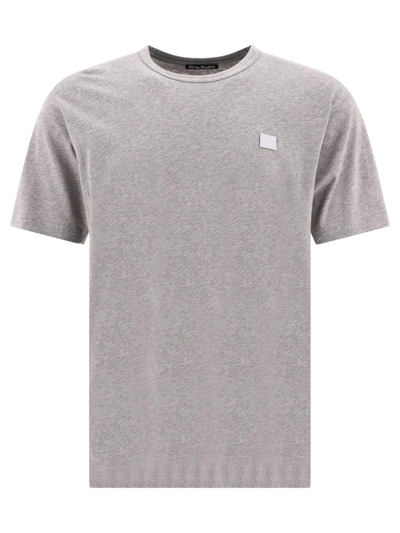 Acne Studios Logo Patch Crewneck T-shirt In X92 Light Grey Melange