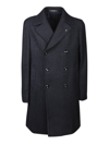 TAGLIATORE CHEVRON-KNITTED DOUBLE-BREASTED COAT