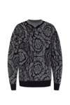 Versace Barocco Jacquard Wool Sweater In Black