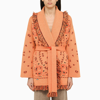 Alanui Bandana-jacquard Cashmere Cardigan In Orange