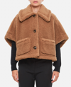 Max Mara Short Cape In Teddy Fabric Scarves And Foulards Beige In Brown