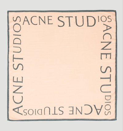 Acne Studios Logo Printed Square-shaped Scarf In Pink