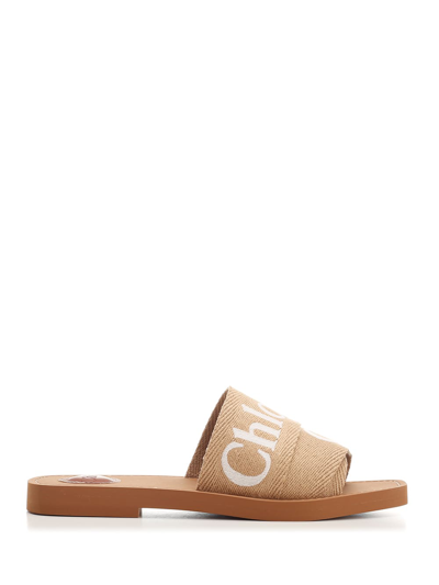 Chloé Woody Slide Sandal In Beige