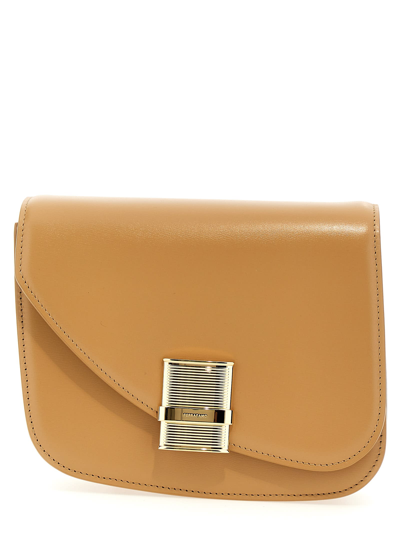 Ferragamo Fiamma Small Shoulder Bag In Beige