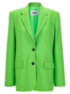 Msgm Single-breasted Textured Blazer In Green
