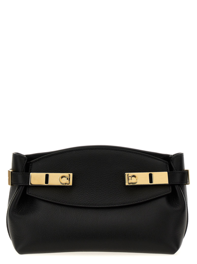 Ferragamo Hug Small Clutch In Black