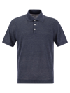 BRUNELLO CUCINELLI LINEN AND COTTON KNIT POLO SHIRT