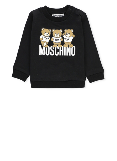 Moschino Babies' Teddy Bear-motif Cotton Sweatshirt In Schwarz