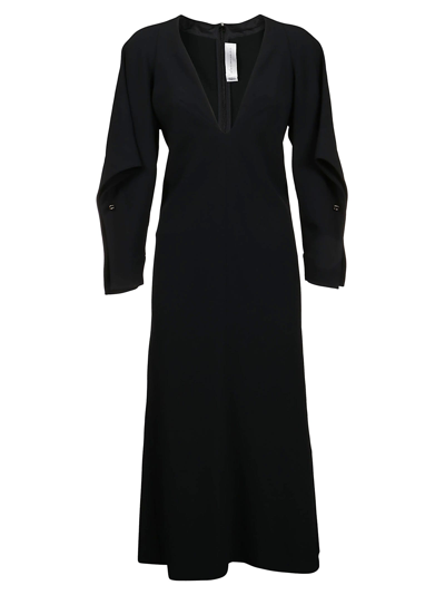 Victoria Beckham Abito Draped Sleeve In Black