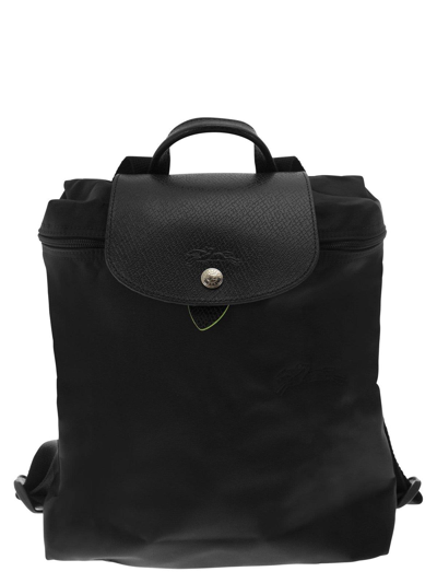 Longchamp Le Pliage Logo Embossed Zipped Backpack In Black