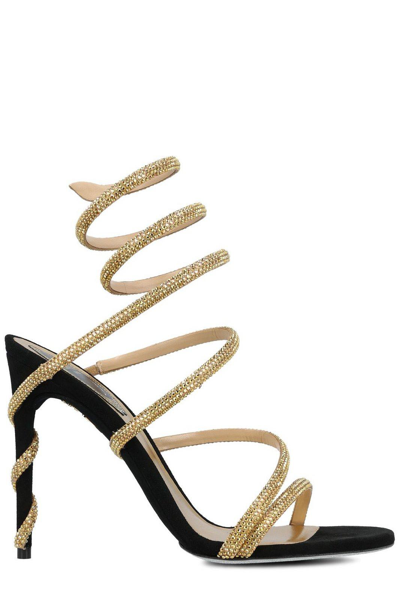 René Caovilla Ren Aovilla Margot Embellished Wraparound Sandals In Gold