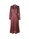 Maison Kitsuné Kitsuné Scarf Long Dress In Floral Stripes Printed Technic In Pecan Brown Cherry Floral Coll