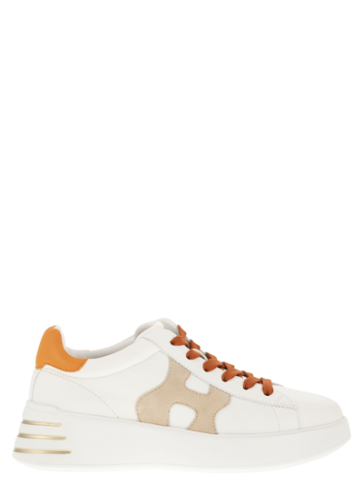 Hogan Rebel - Sneakers In White/orange/beige