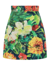 Dolce & Gabbana Bloom-print Brocade Miniskirt Skirts In Bloom Fdo Blu