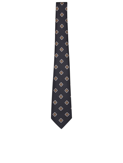 Kiton Geometric-pattern Tie In Black