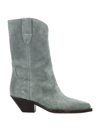 Isabel Marant Dahope Suede Western Booties In Sea Green
