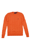 Polo Ralph Lauren Cable Knit Pullover With Ribbed Finish In Orange
