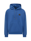 Dolce & Gabbana Logo-plaque Cotton Hoodie In Blu Cina