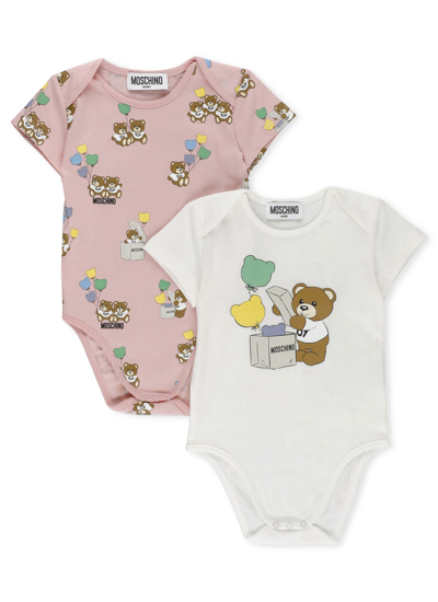 Moschino Babies' Teddy Balloons Two Body Set In Multicolour