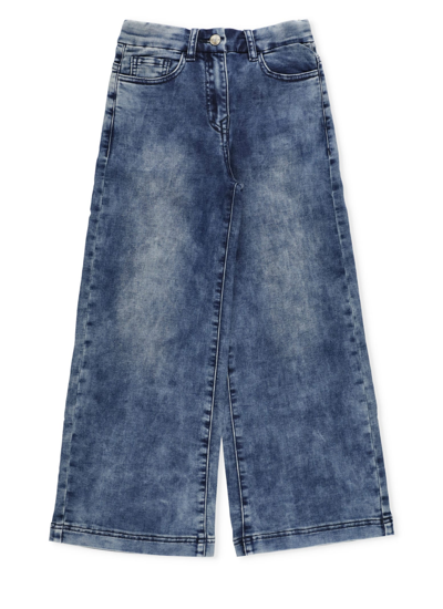 Monnalisa Kids' Cotton Jeans In Denim Blue