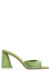 Attico Rhinestone-covered Block Heel Mules In Lime