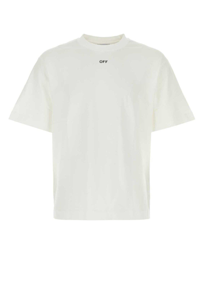 Off-white Logo Printed Crewneck T-shirt In Bianco E Nero